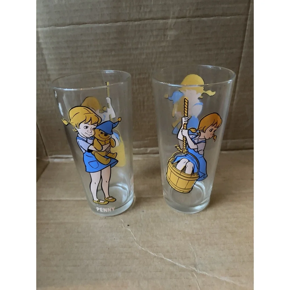 Walt Disney The Rescuers Penny Drinking Glass Vintage 1977 Collectible Glassware